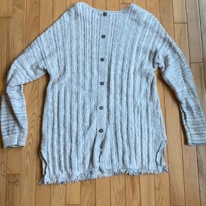 Fringe button details sweater